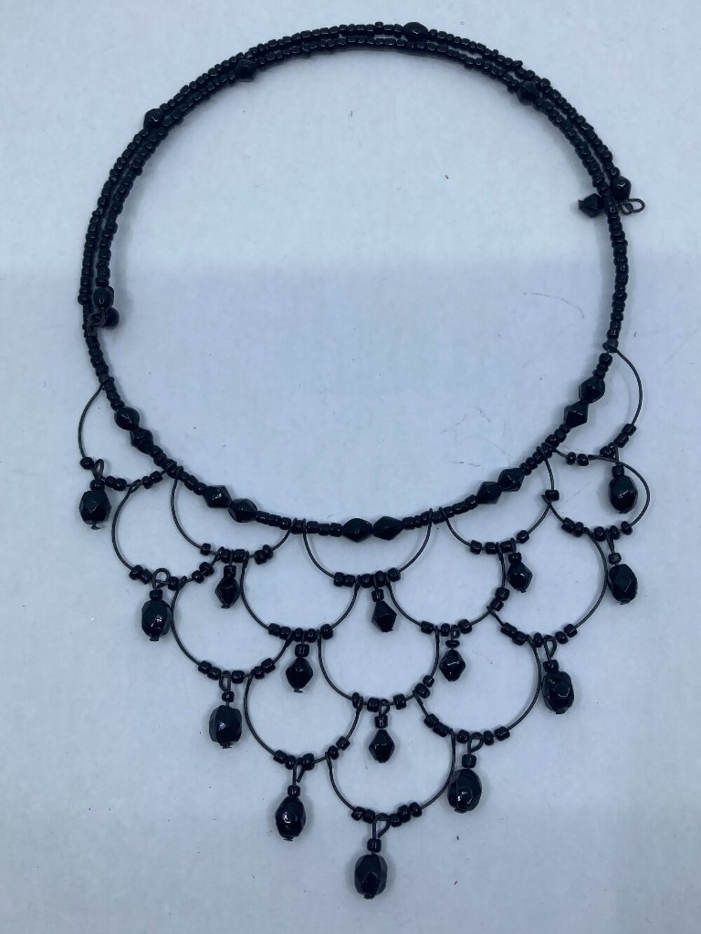 Vtg victorian style mourning gothic black glass choker necklace